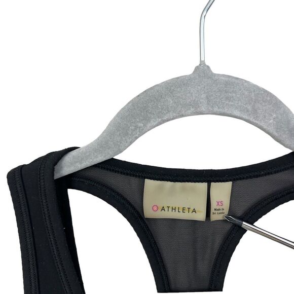Athleta Tank Top‎ Breathable Mesh Racer Back Athletic Fit Stretch Black Women XS - Picture 3 of 5